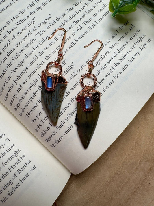 Sharks Teeth and Moonstone Earrings | Copper Ashes
