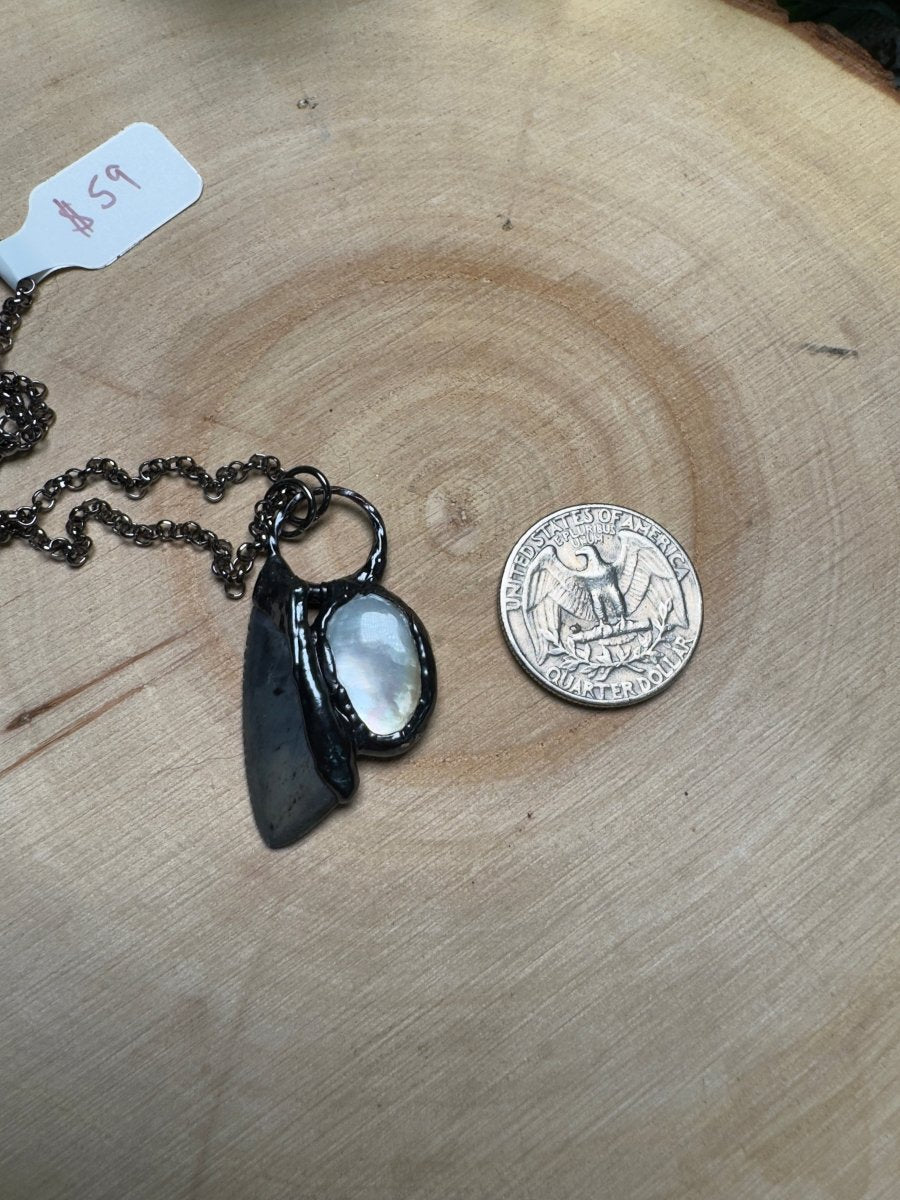 Shark's Tooth and Mother of Pearl Shell Necklace | Copper Ashes