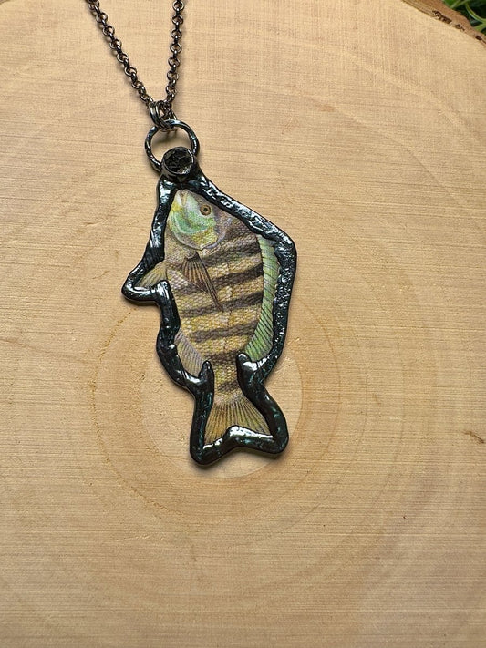 Sheepshead and Black Rutile Quartz Necklace | Copper Ashes