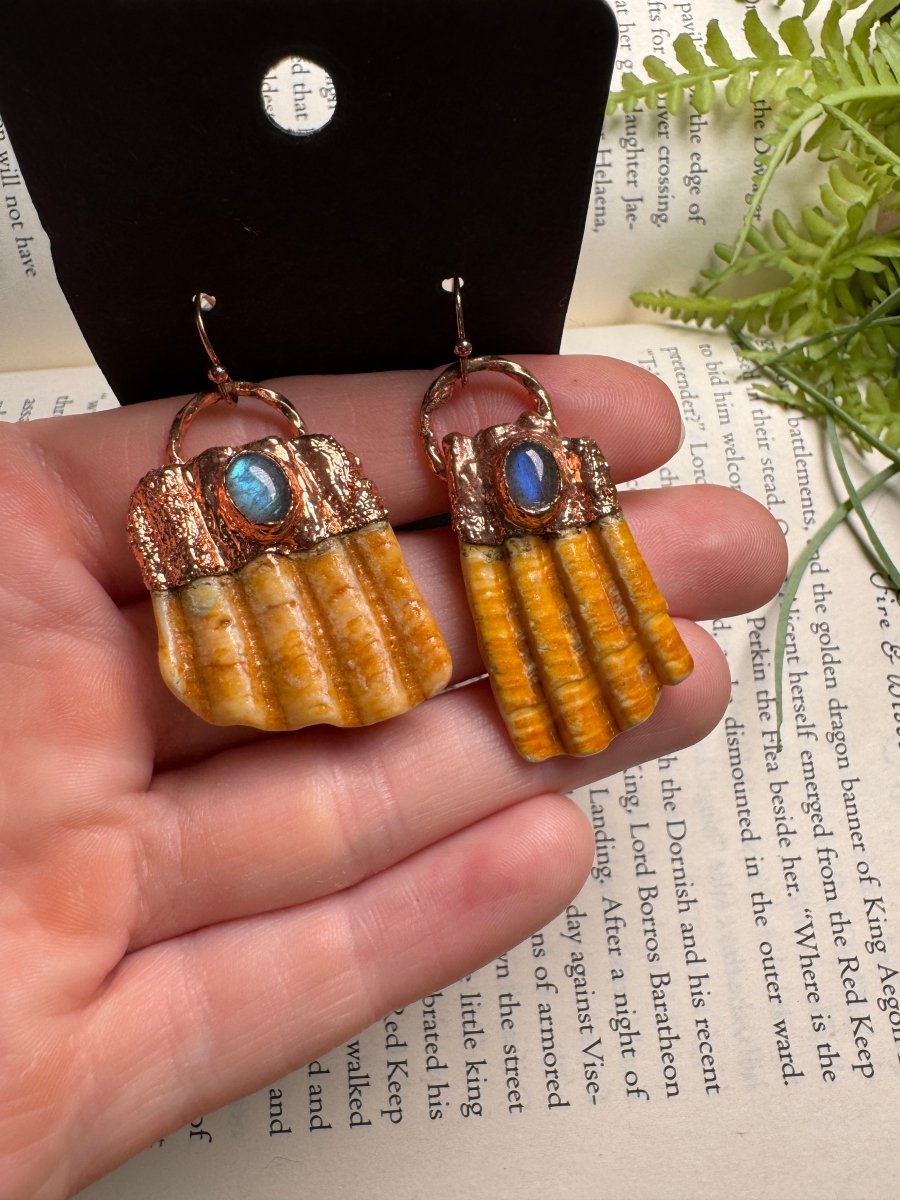 Shell and Labradorite Earrings | Copper Ashes