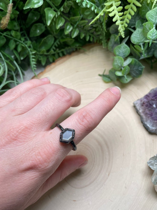 Silver Moonstone Ring Size 11 | Copper Ashes
