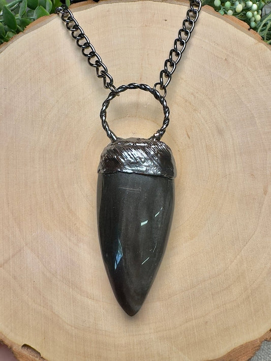 Silver Sheen Obsidian Necklace | Copper Ashes