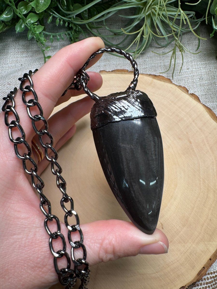 Silver Sheen Obsidian Necklace | Copper Ashes