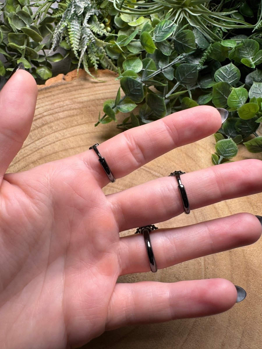 Silver Sheen Obsidian Ring Adjustable | Copper Ashes