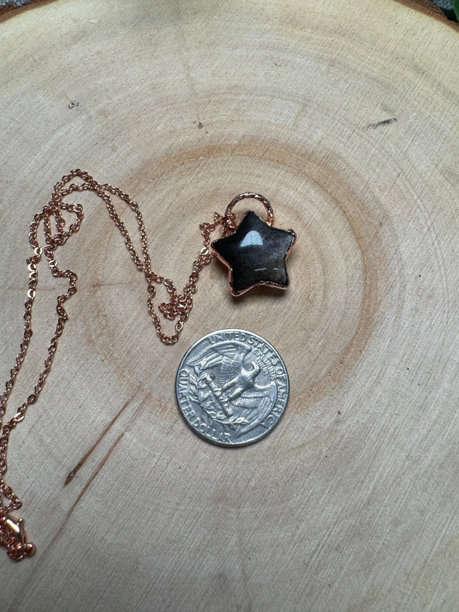 Silver Sheen Obsidian Star Necklace | Copper Ashes