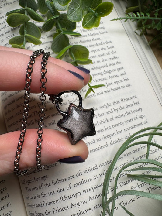 Silver Sheen Obsidian Star Necklace | Copper Ashes