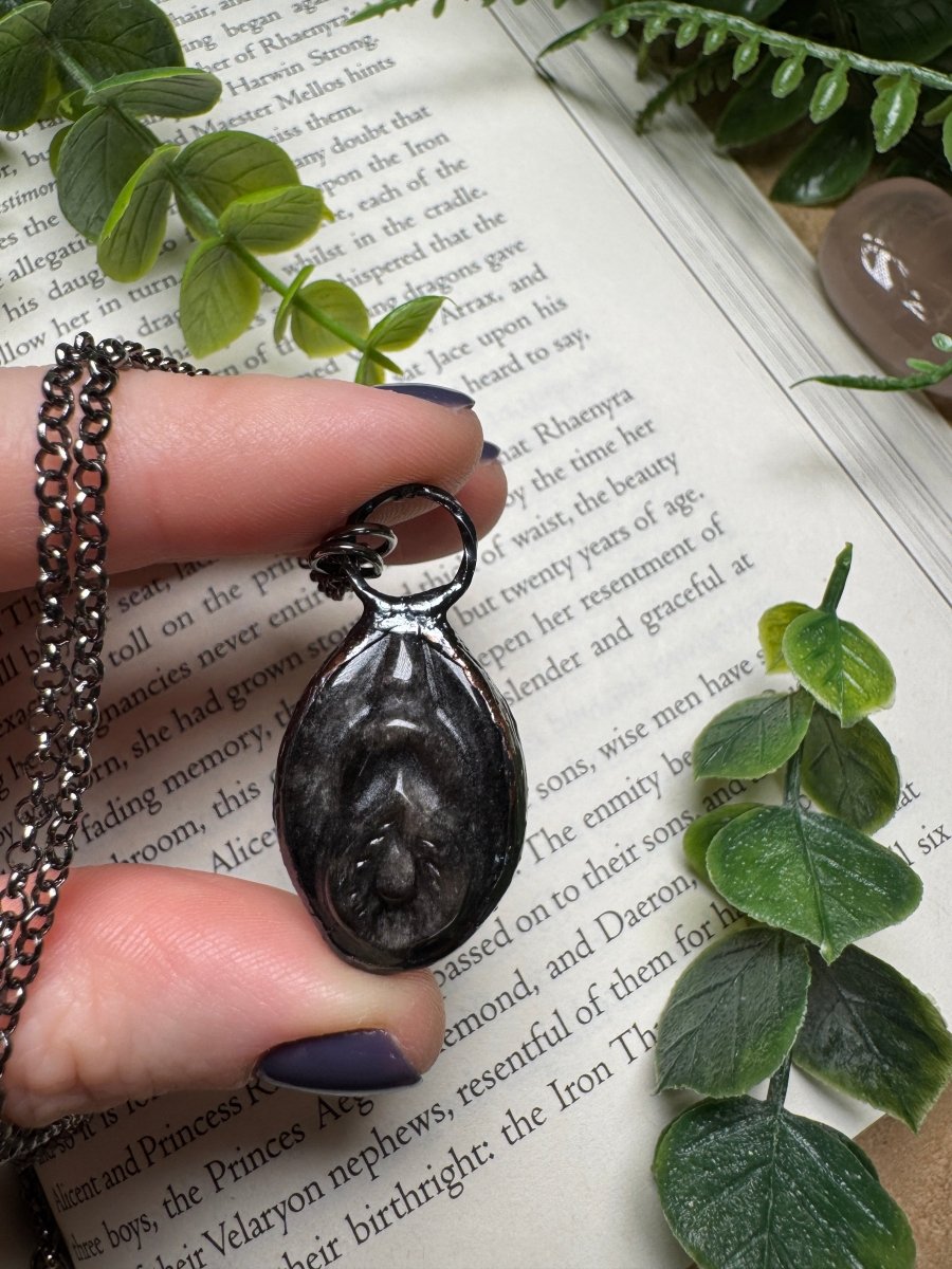 Silver Sheen Obsidian Yoni Necklace | Copper Ashes