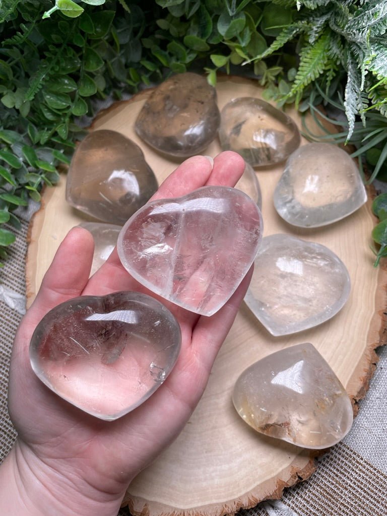 Smokey/ Clear Quartz Hearts (chipped) | Copper Ashes