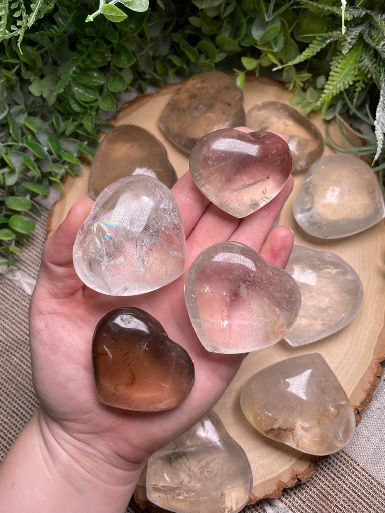 Smokey/ Clear Quartz Hearts (chipped) | Copper Ashes
