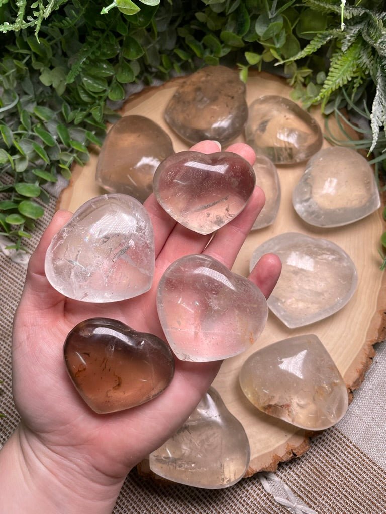 Smokey/ Clear Quartz Hearts (chipped) | Copper Ashes