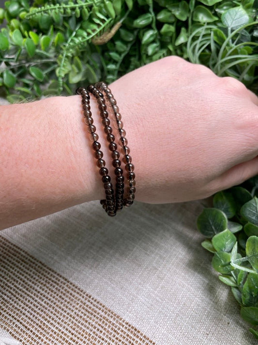 Smoky Quartz 4mm Beaded Bracelet | Copper Ashes