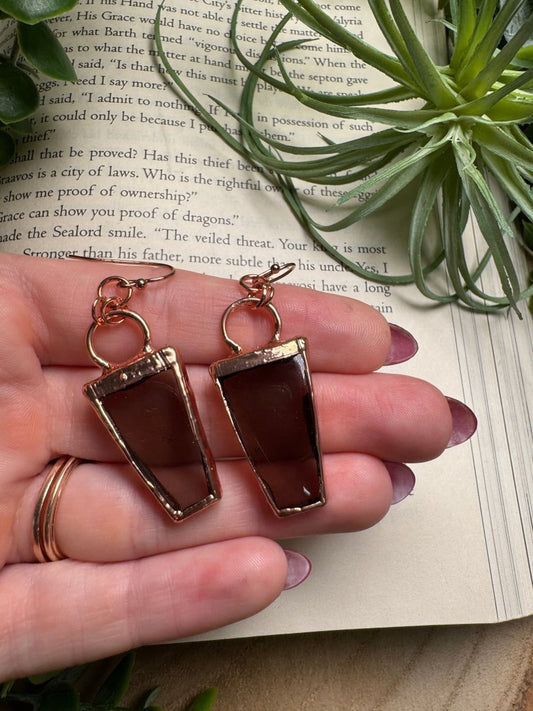 Smoky Quartz Dangle Earrings | Copper Ashes