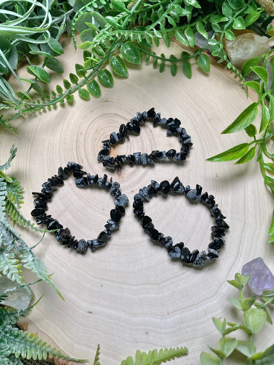 Snowflake Obsidian Chip Bracelet | Copper Ashes