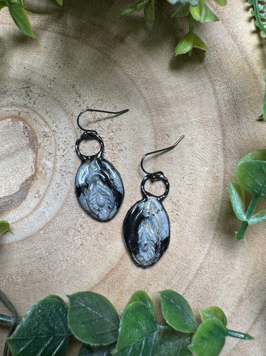 Snowflake Obsidian Yoni Earrings | Copper Ashes