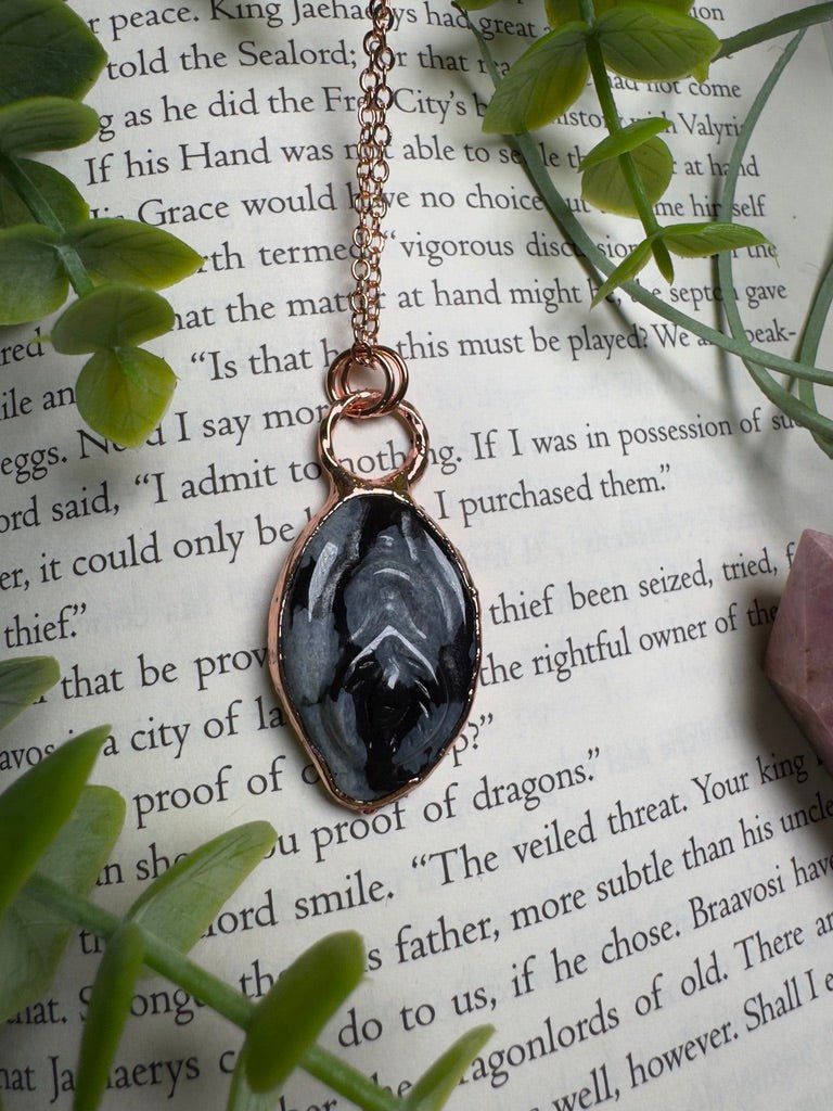 Snowflake Obsidian Yoni Necklace | Copper Ashes