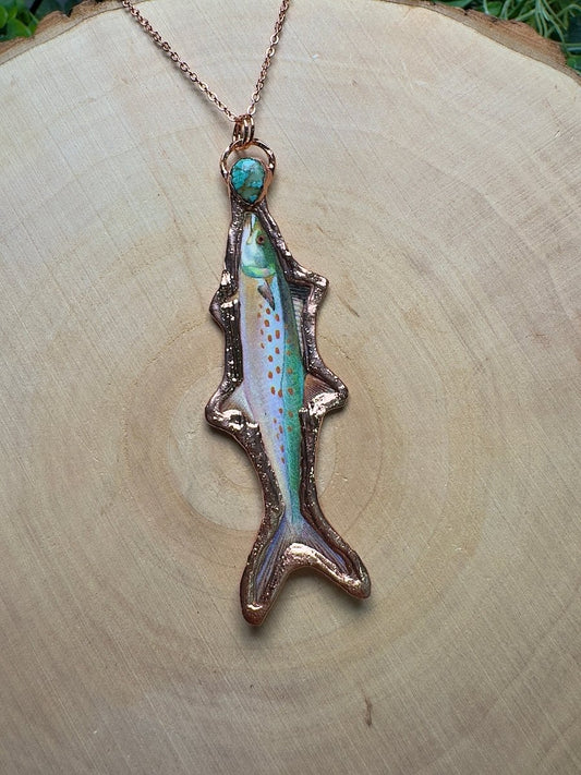 Spanish Mackerel and Turquoise Necklace | Copper Ashes