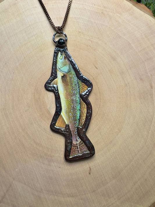 Speckled Trout and Black Rutile Quartz Necklace | Copper Ashes