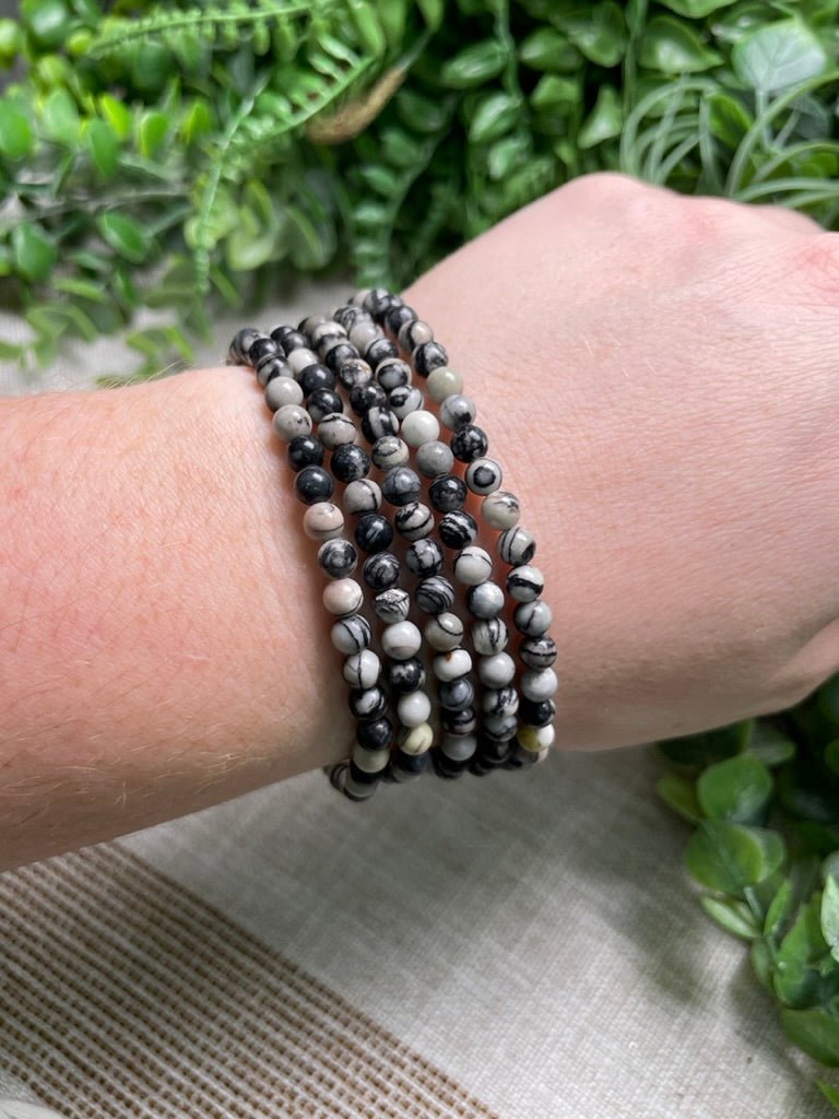 Spiderweb Jasper 4mm Beaded Bracelet | Copper Ashes