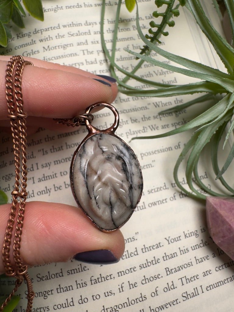 Spiderweb Jasper Yoni Necklace | Copper Ashes