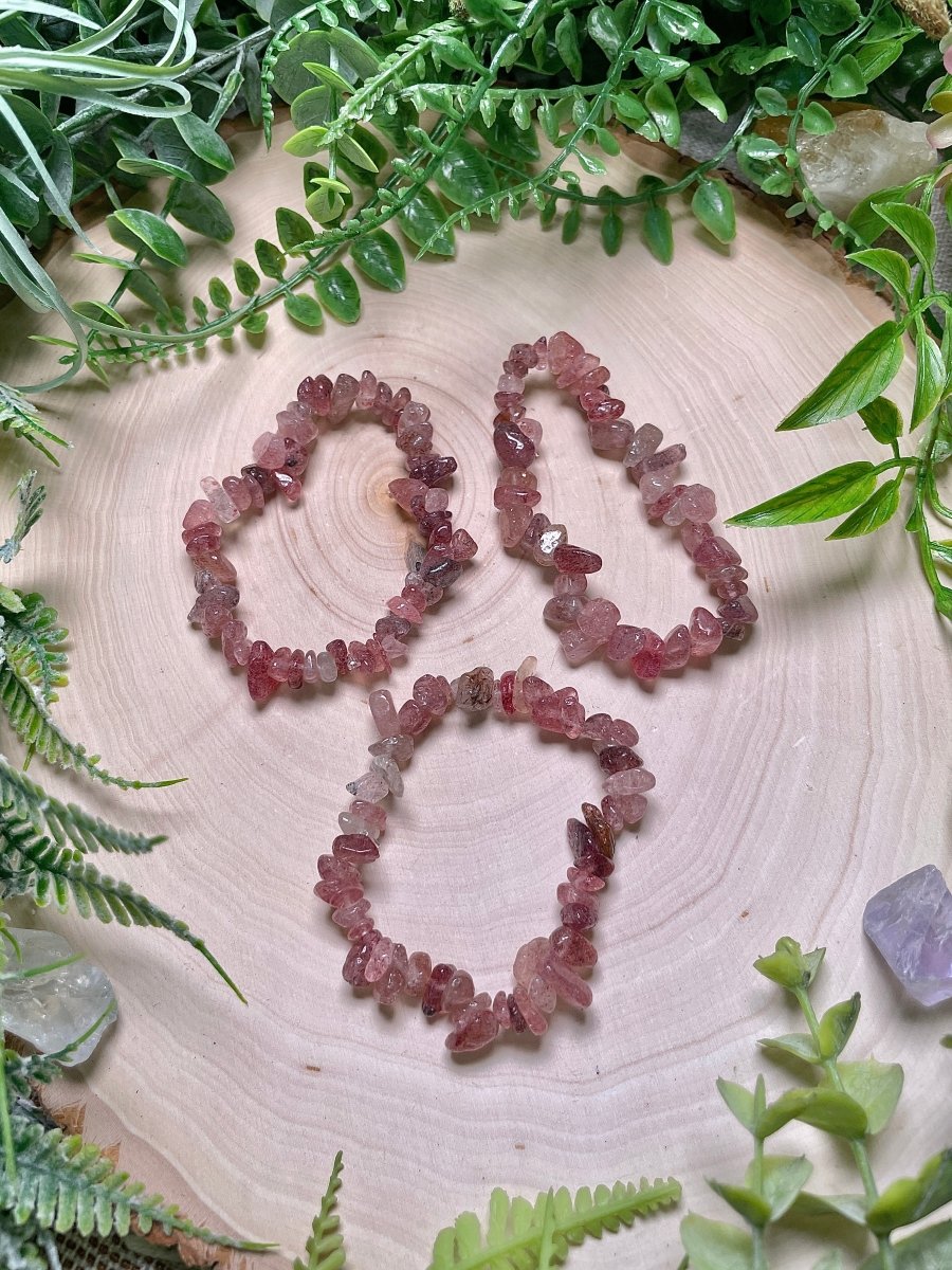 Strawberry Quartz Chip Bracelet | Copper Ashes