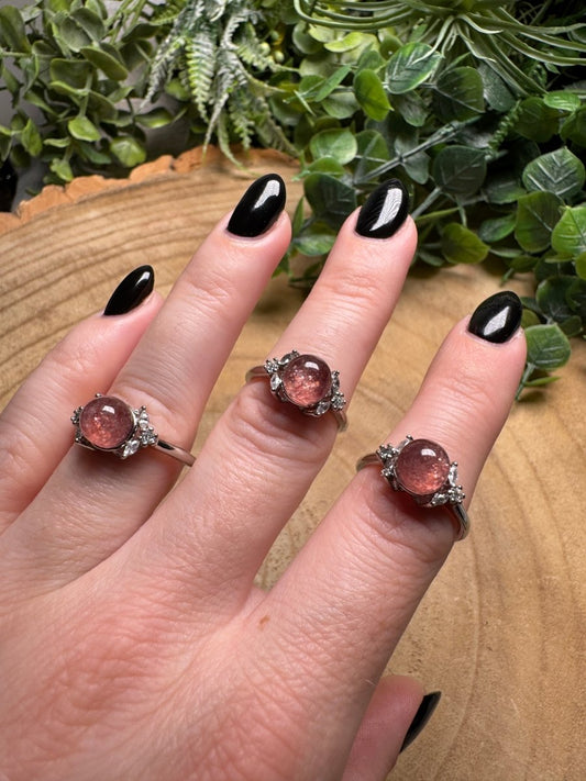 Strawberry Quartz Ring Adjustable | Copper Ashes