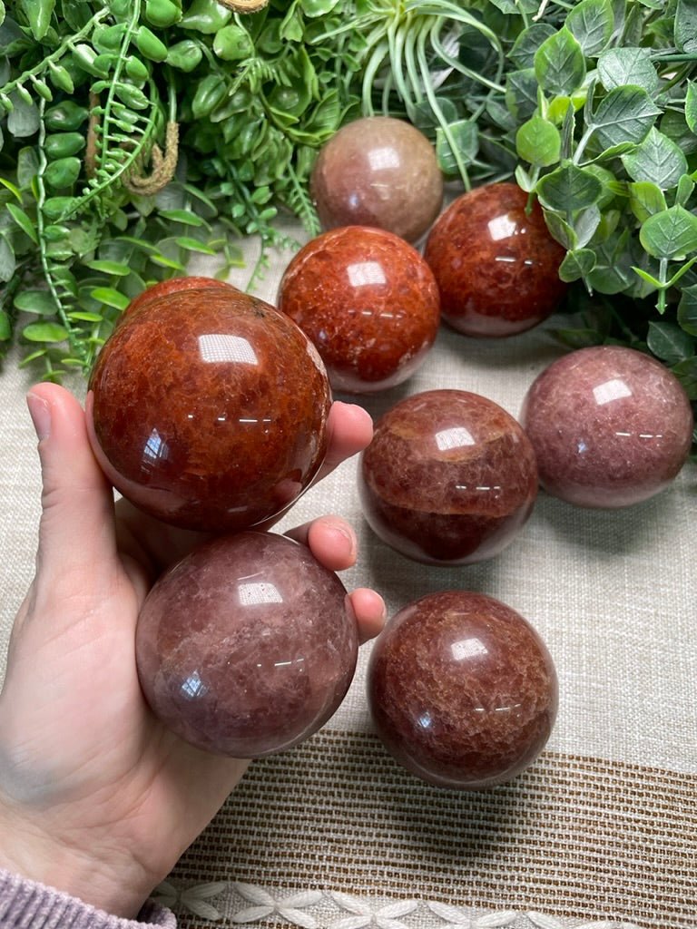 Strawberry Quartz Sphere | Copper Ashes