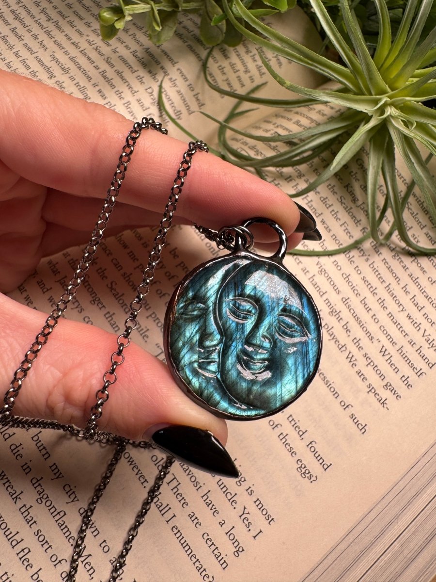 Sun and Moon Labradorite Necklace | Copper Ashes