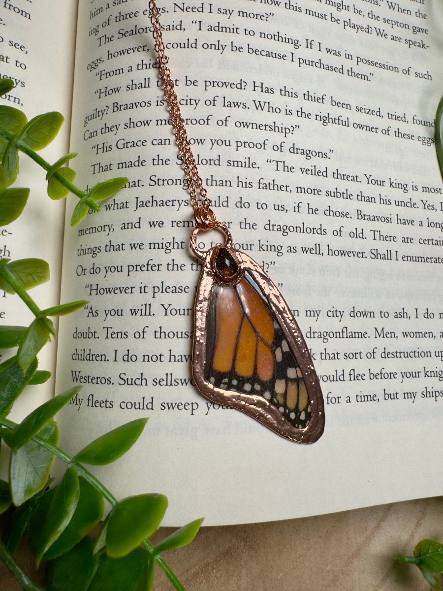 Sunstone and Butterfly Wing Necklace | Copper Ashes