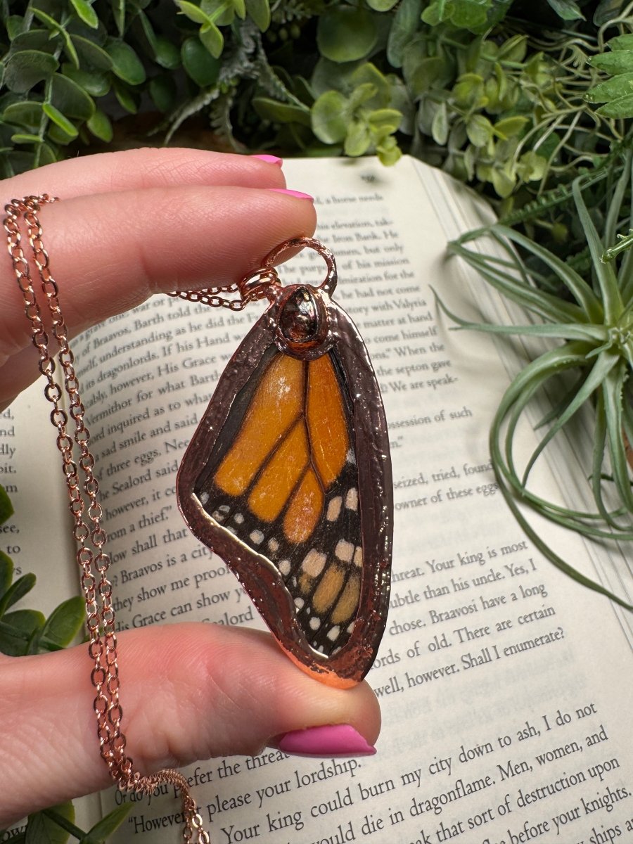 Sunstone and Butterfly Wing Necklace | Copper Ashes