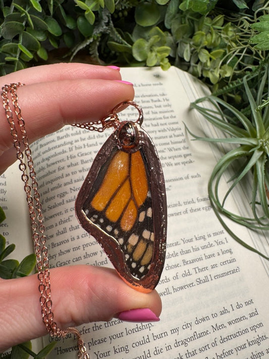 Sunstone and Butterfly Wing Necklace | Copper Ashes