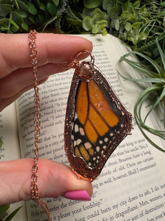 Sunstone and Butterfly Wing Necklace | Copper Ashes