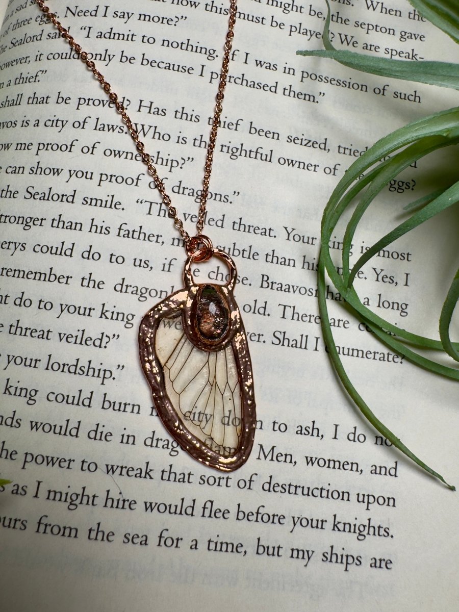 Sunstone and Cicada Wing Necklace | Copper Ashes