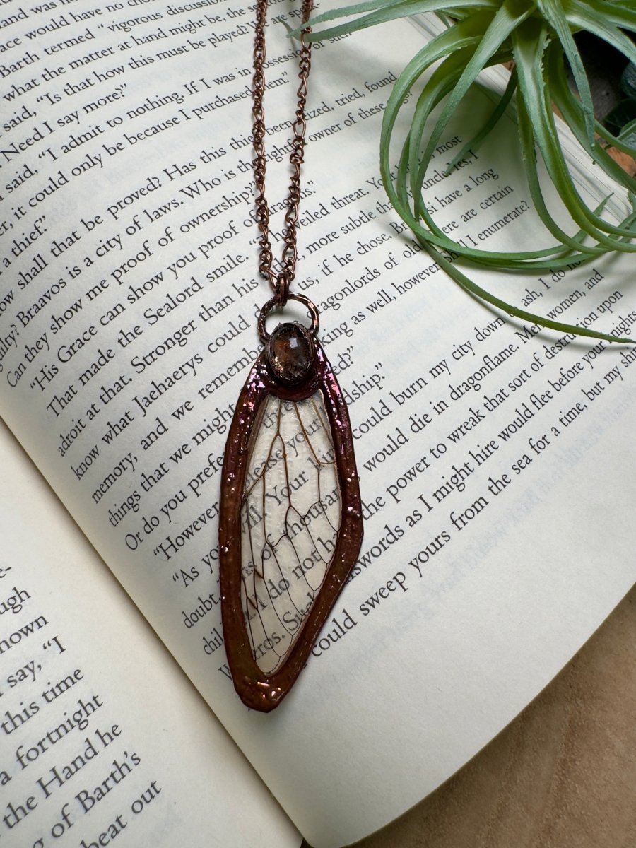 Sunstone and Cicada Wing Necklace | Copper Ashes