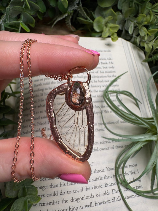 Sunstone and Cicada Wing Necklace | Copper Ashes