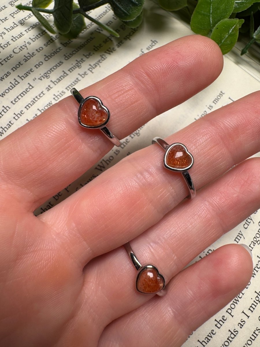 Sunstone Heart Adjustable Ring | Copper Ashes