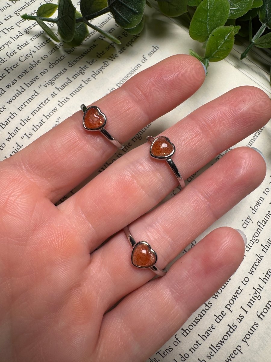 Sunstone Heart Adjustable Ring | Copper Ashes