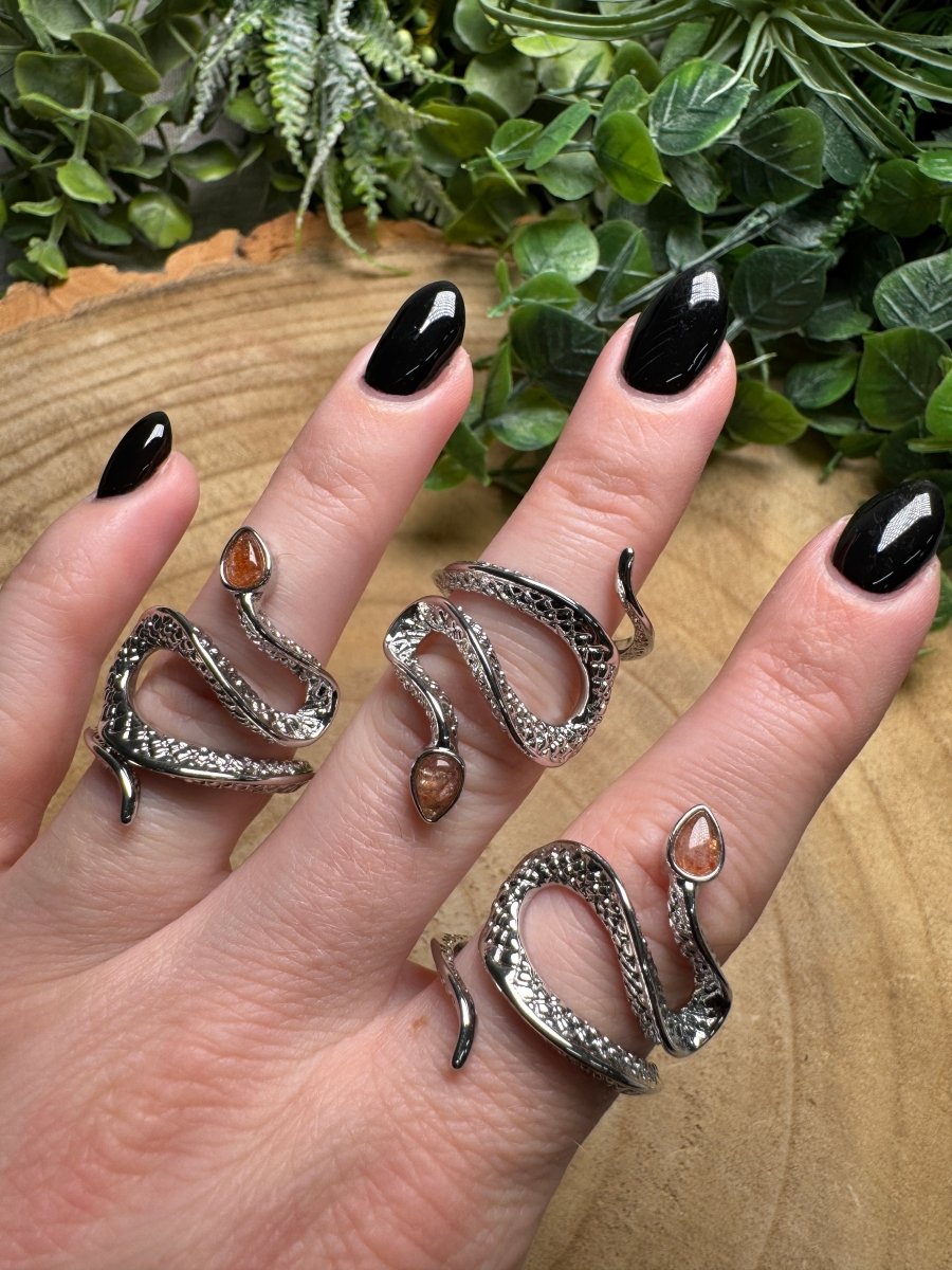 Sunstone Snake Ring Adjustable | Copper Ashes