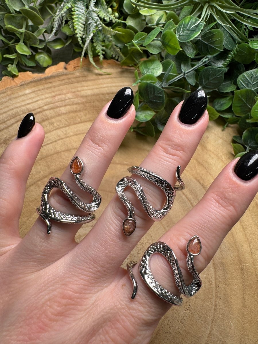 Sunstone Snake Ring Adjustable | Copper Ashes