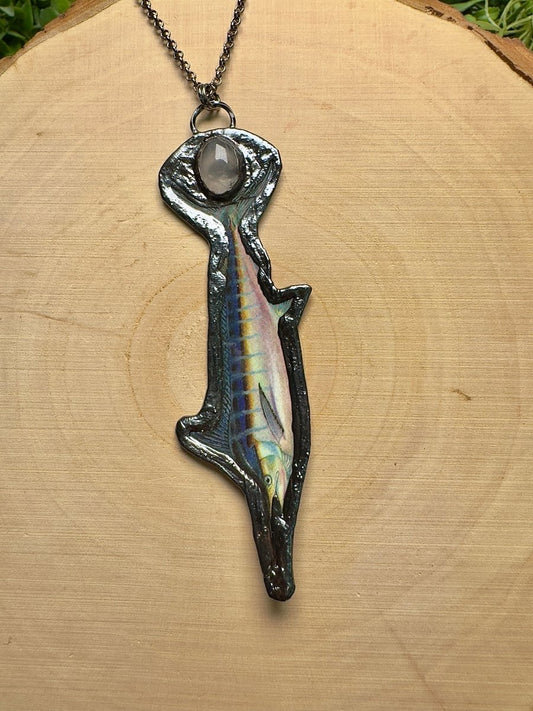 Swordfish and Rose Quartz Necklace | Copper Ashes