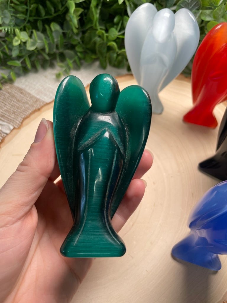 Synthetic Cat Eye Crystal Angel | Copper Ashes