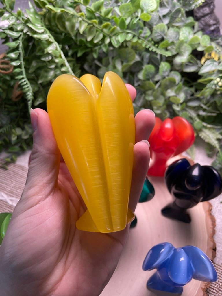 Synthetic Cat Eye Crystal Angel | Copper Ashes