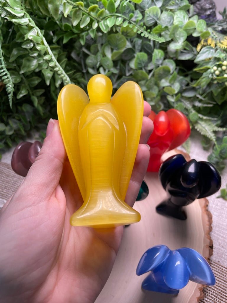 Synthetic Cat Eye Crystal Angel | Copper Ashes