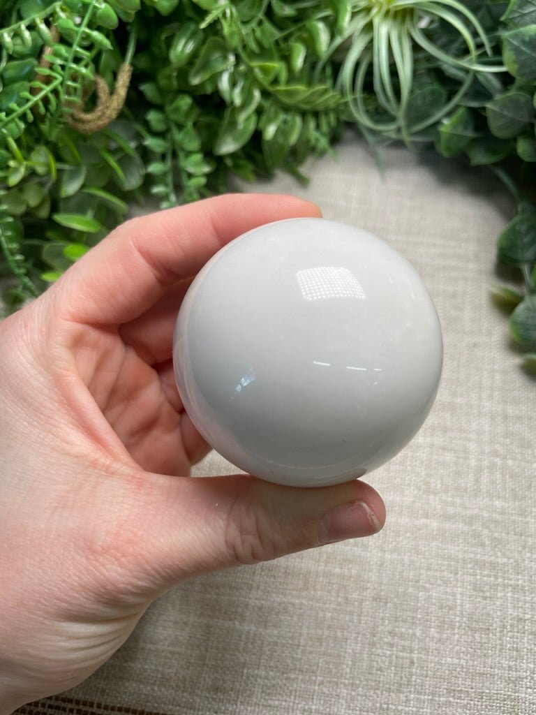 Synthetic White Jade Sphere | Copper Ashes