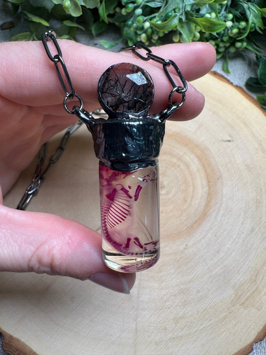 Thaylor - Wet Specimen Diaphonized Pinkie Mouse and Black Rutile Quartz Necklace | Copper Ashes