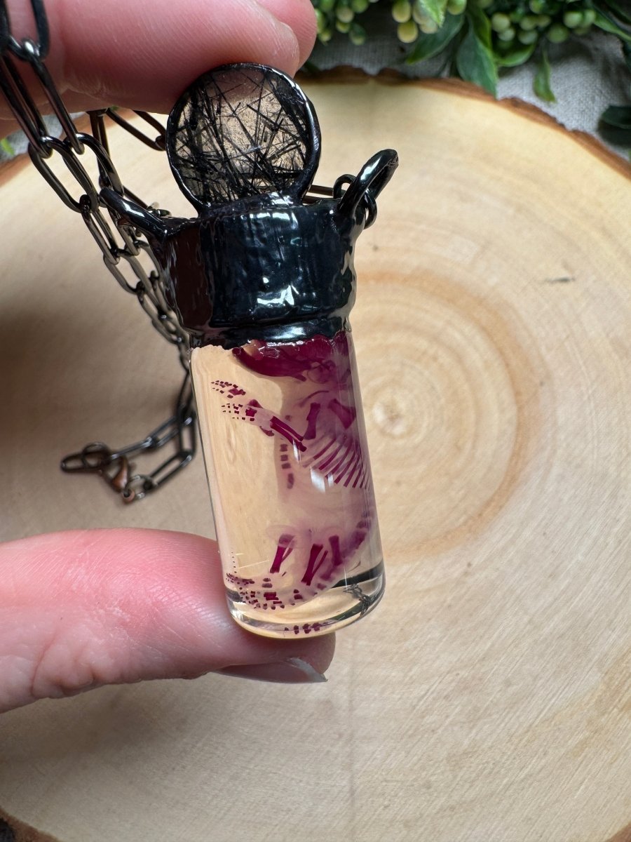 Thaylor - Wet Specimen Diaphonized Pinkie Mouse and Black Rutile Quartz Necklace | Copper Ashes