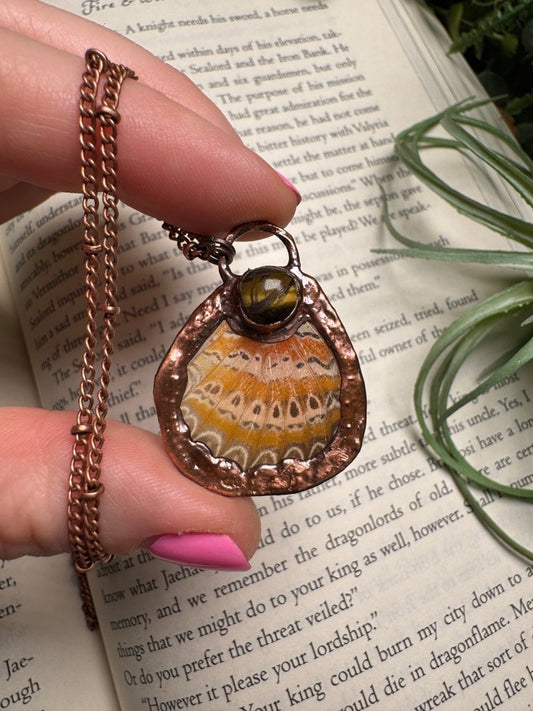 Tigers Eye and Butterfly Wing Necklace | Copper Ashes