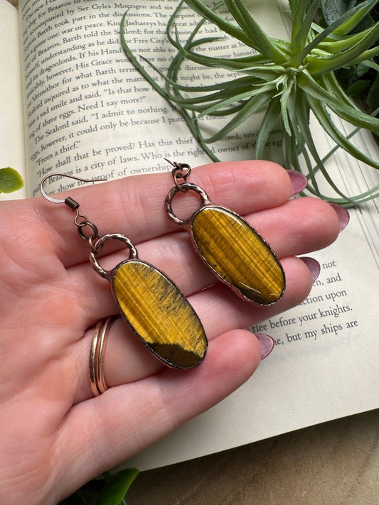 Tigers Eye Dangle Earrings | Copper Ashes