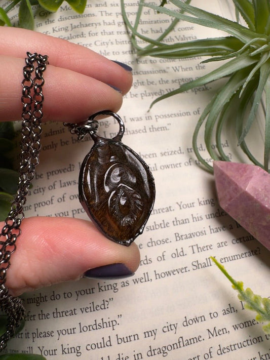 Tigers Eye Yoni Necklace | Copper Ashes