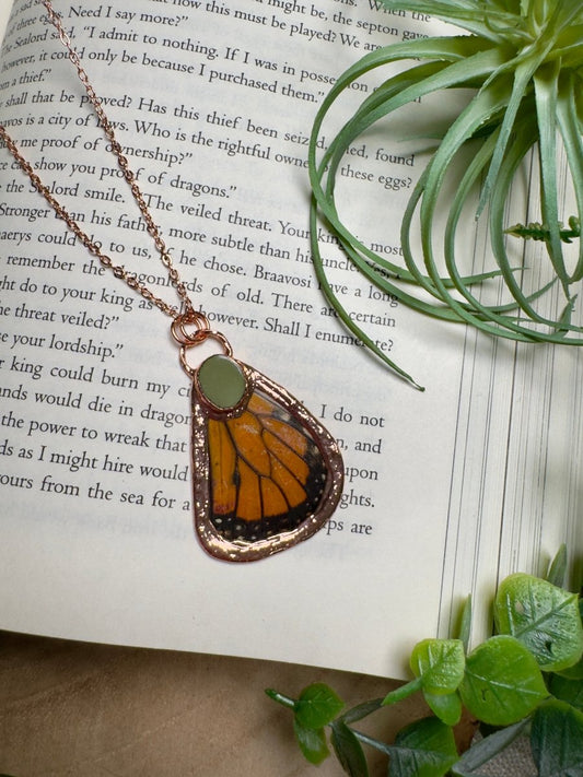 Turquoise and Butterfly Wing Necklace | Copper Ashes