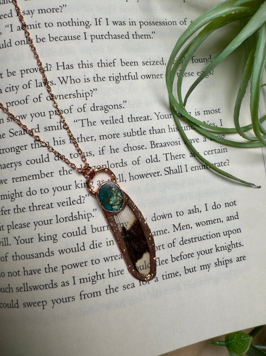 Turquoise and Dragonfly Wing Necklace | Copper Ashes